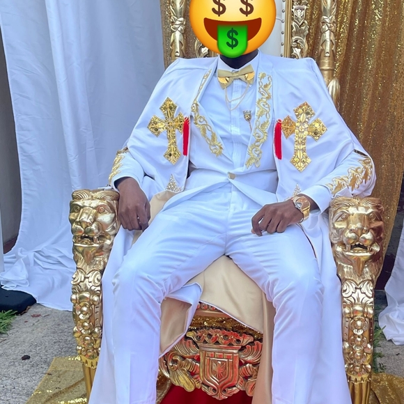 Met Gala Chadwick Boseman Inspired Men Suit White and Gold - Picture 14 of 16